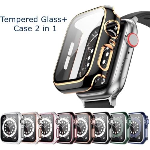 Glass + Cover For Apple Watch case 6/SE/5/4/3/2 iWatch bumper Screen Protector Glass for apple watch 44mm 40mm 42mm 38mm