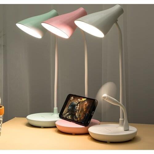 LED Touching Eye Protection Desk Lamp Rechargeable Battery Three-color Adjustable USB Learning Night Light Reading Table Lamp
