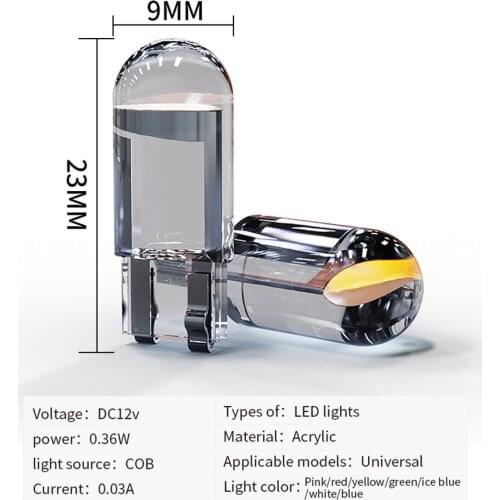W5W T10 LED Glass Housing Car light 6000K White Blue Green 7color license plate lamp Dome light Clearance Light Instrument Light