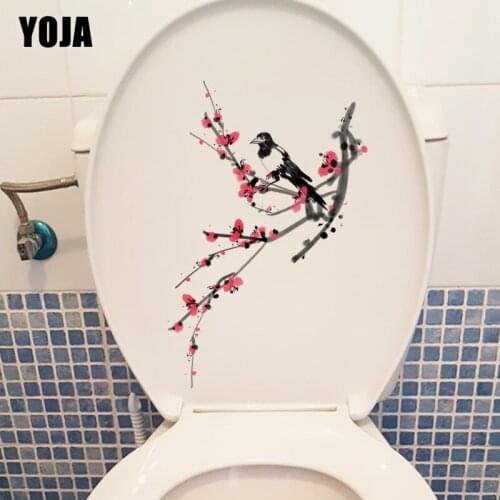 YOJA 14.5X22.4CM Ink Painting Room Decoration Plum Blossom Branch Wall Sticker Toilet Decal T1-1812
