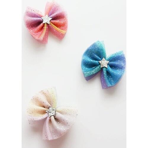 Dog Grooming Clip Pet Sky Star Mesh Hairpin Headdress Girls Large Bow Hair Flower Card for Dogs Hairpin Accessories
