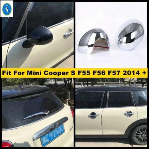 Chrome / Carbon Fiber Look Rearview Mirror / Rear Window Wiper / Door Bowl Cover Trim For Mini Cooper S F55 F56 F57 2014 - 2020