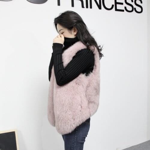 Women Clothes Autumn Winter Warm Real Vest Korean Vintage Elegant Fox Fur Vests Coat Manteau Femme Hiver ZL578