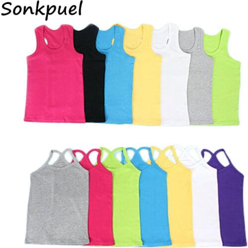 Children Summer Wear Kid Boy Girl 100% Cotton Sports Vest Waistcoat Clothes Pure Color Camisole Kids Girls Casual Vests Outfits