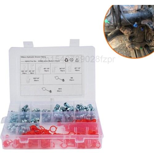 160 Boxed Grease Nipple Hexagon Head British Iron Grease Nipple Straight Curved Grease Nipple with Grease Nipple Dust Cap