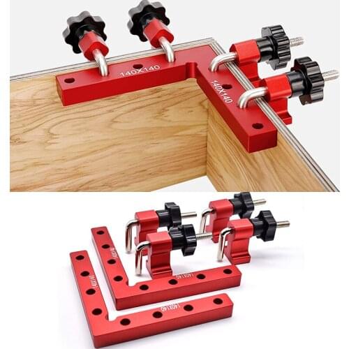 2Pcs 90 Degree Positioning Squares Right Angle Clamps 140x140mm Aluminum Alloy Woodworking Corner Clamping for Cabinets Drawers