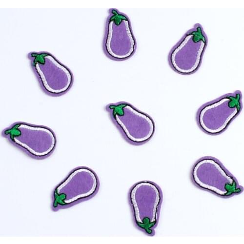20pcs/lot cartoon eggplant Patches Embroidered lovely mini vegetables stickers for baby cloth bags shoes DIY Handamde Appliqued