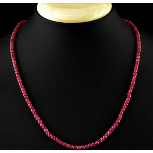 2x4mm Natural Faceted Brazil Red Ruby Gemstone Beads Necklace 18'' AAA