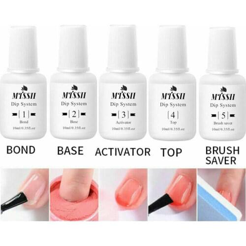 5pcs/set 10ml Dipping Nail Powder Liquid System Clear Dip System Tools for Acrylic Powder Without Lamp Cure Nail Art Tools