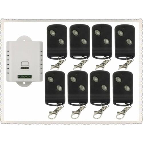 85V 110V 220V 250V 1CH Wireless Remote Control Switch 8*Transmitter with Two-button Receiver for Appliances Gate Garage Door