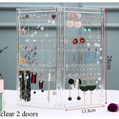 Acrylic Jewelry Display Necklaces Earrings Rack Jewelry Organizer Plastics Earring Storage Doors Design