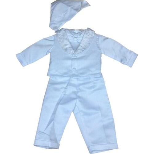 Toddler Boys White Christening Suit Boy Bow Tie Baptism Clothes Set First Birthday Costume Baby England Gentleman Clothing 6M