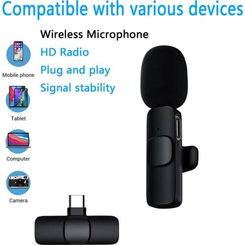 Mini Mic Wireless Lavalier Microphone Portable Audio Video Recording live broadcast gaming Phone Microfonoe For IOS USB-C Type-c