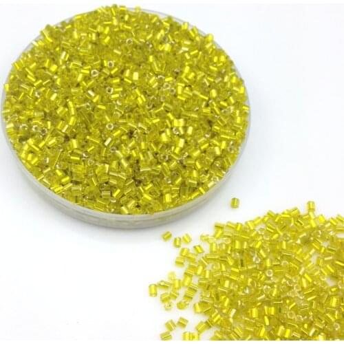 16g 1000pcs 2*3mm Yellow Silver Lined Tube Loose Spacer Beads Cezch Glass Seed Beads Handmade Jewelry Making DIY Garment Bead