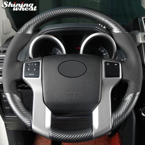 BANNIS PU Carbon Fiber Leather Steering Wheel Cover for Toyota Land Cruiser Prado 2010-2014 Tundra Tacoma 4Runner