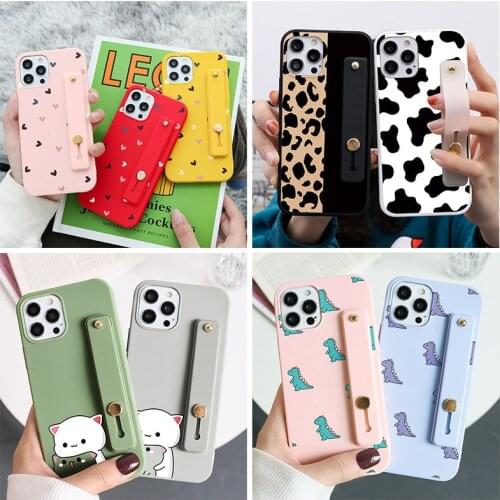 Wrist Strap Case For iPhone 12 13 Pro Mini XR X XS Max 7 8 6 6S Plus SE 2 Cover For iPhone 11 Pro Max Soft TPU Case Cute Funda