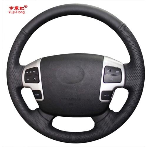 Yuji-Hong Car Steering Genuine Leather Covers Case for Toyota Land Cruiser LC200 2007-2012 Hand-stitched Top Layer Cow Leather