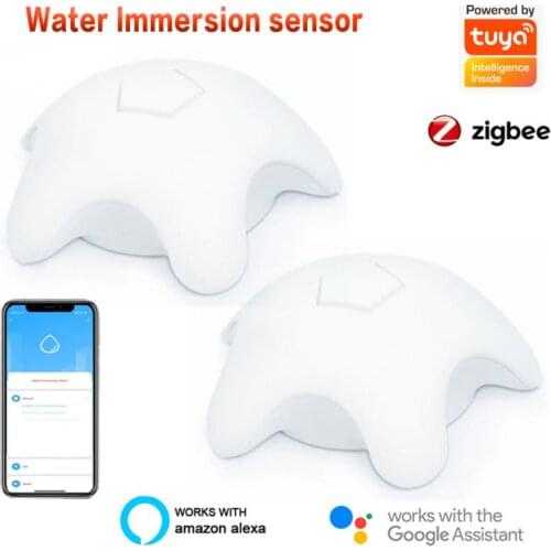 Tuya zigbee Home Alarm Water Leakage Spot Alarm Detector Independent Water Leak Sensor Detection Flood Alert Overflow Security