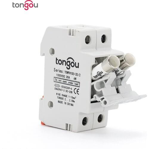 10*38mm High Voltage Solar PV 2P Fuse Holder 1000V With PV Fuses 1000V 25A for solar system protection