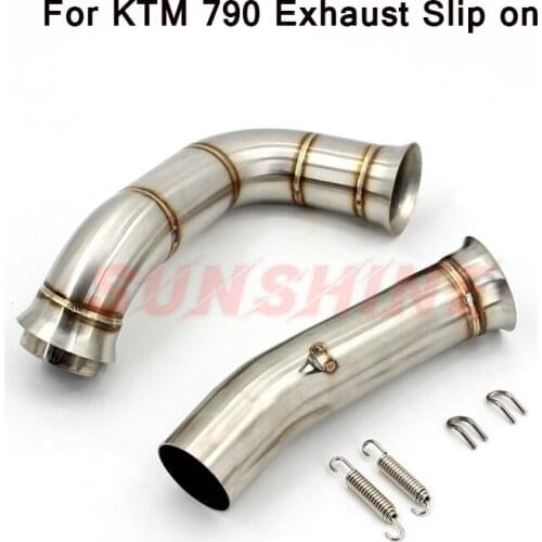 For DUCK KTM 790 Mid Pipe Exhaust Motorcross Slip on Modified Motorcycle Muffler Double Pipes Stainless Steel Connect Tube Link