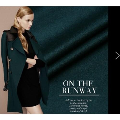 Double woolen cashmere fabric soft fine wool fabric winter coat cloak thick dark green cashmere fabric wholesale wool cloth