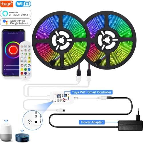 30LEDs/m Work with Alexa Google Home Tira 12V Flexible RGB Tuya Smart WiFi LED String lights Tree Wedding Party Decoration