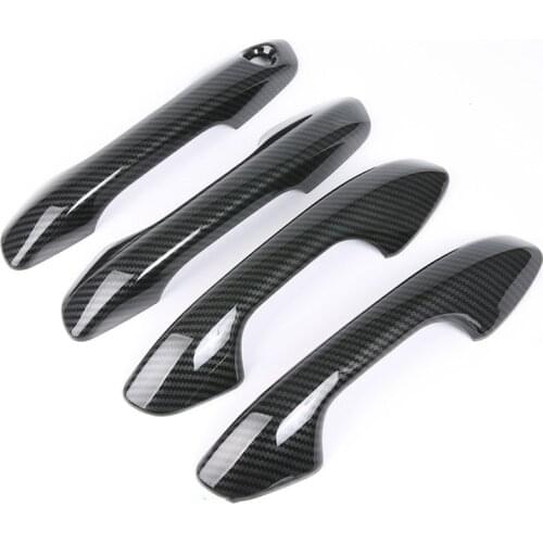 Chrome Carbon Fiber Door Handle Cover Trim Sticker Overlays For Kia Rio 4 X-line 2017 2018 2019 2020 Styling Accessories