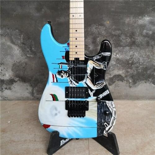 Custom-made 6 string electric guitar with handmade painting, color can be customized according to your requirements
