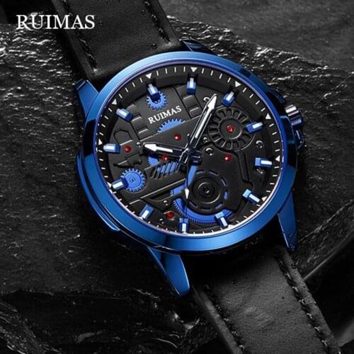 2020 Top Brand RUIMAS Men Watches Fashion Sport Leather Watch Mens Luxury Date Waterproof Quartz Chronograph Relogio Masculino