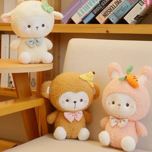 23/35CM Sweet Animal Rabbit Monkey Sheep Plush Toy Soft Stuffed Cute Sheep Doll Baby Appease Toy Kids Girls Birthday Gift