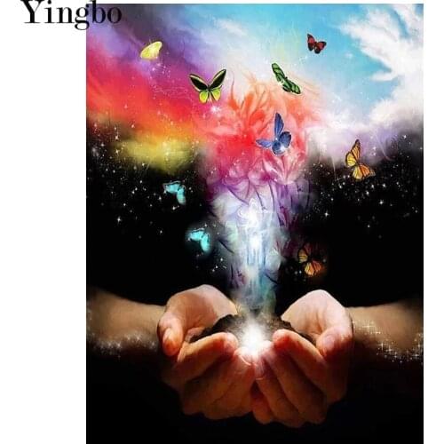 Full square/round drill 5d diy diamond painting "Butterfly in hand" 5d icon mosaic diamond embroidery kit hobbies and crafts