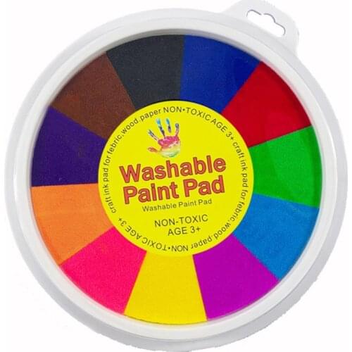 OOTDTY 24cm Funny 24 Colors Ink Pad Stamp DIY Finger Painting Craft Cardmaking For Kids Montessori Drawing 0-12 Months Baby Toys