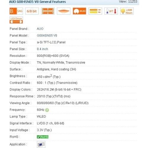 G084SN05 V8 G084SN05 V9 8.4INCH Industrial LCD,new&A+ Grade in stock, tested before shipment