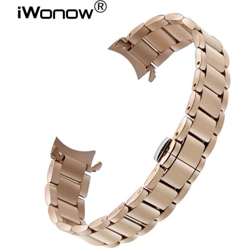 Curved End Stainless Steel Watchband for Armani Diesel Fossil Timex CK Watch Band Butterfly Buckle Belt Wrist Strap 18 20 22mm