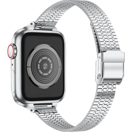 Slim Metal Women Bands for Apple Watch Band 40mm 38mm Stainless Steel Link Bracelet for iWatch SE 6 5 4 3 2 1 Strap 42mm 44mm
