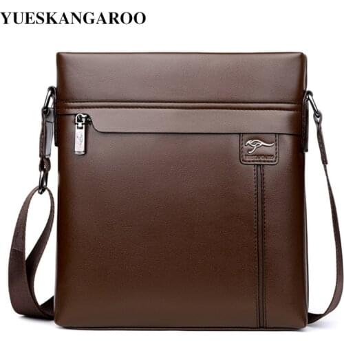 KANGAROO New Luxury Brand Men Bag Leather Shoulder Crossbody Bag For Men Messenger Bag Black Brown Male Business Briefcase