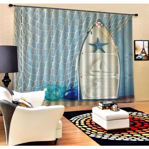Blue curtains Luxury Blackout 3D Window Curtains For Living Room Bedroom personality curtains