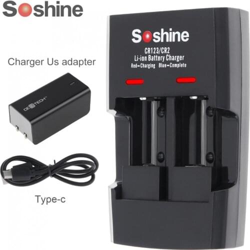 Soshine SC-S5 2 Slots Li-ion RCR123/RCR2 Rapid Battery Smart Charger with LED Indicator for 14250/ CR /16340/17335/15266 Battery