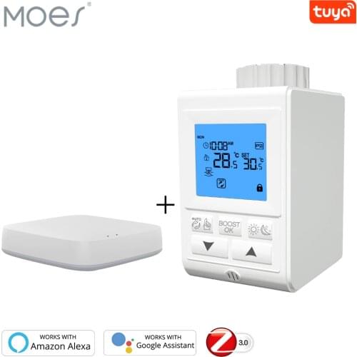 Smart TRV Thermostatic Radiator Valve Controller Zigbee Thermostat Heater Temperature Voice Control Works with Alexa Google Home