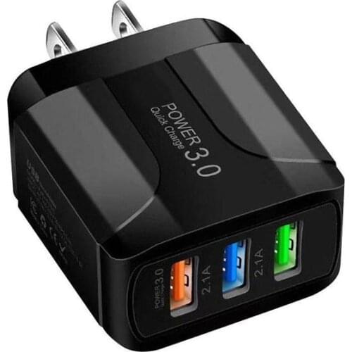 USB multi-purpose plug 3-way multi-connection charger 3A portable USB charger