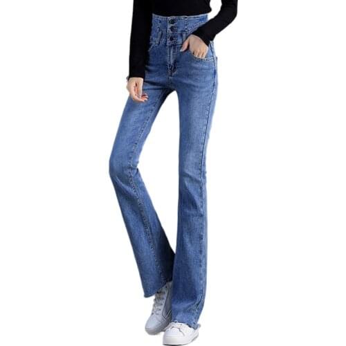 Spring Women Skinny Jeans CE Spring Blue Full Length Trousers Female Hight Quality 2021 Female High Waist Buttons Pants