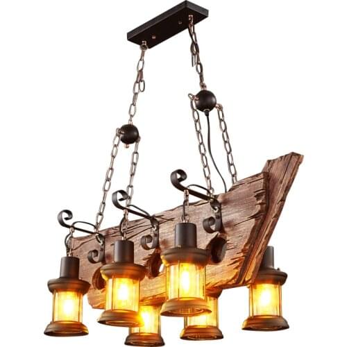 Vintage Old Boat Solid Wood Pendant Lamps LOFT Bar Creative Personality Wooden Lamp Industrial Pendant Lights for Living Room