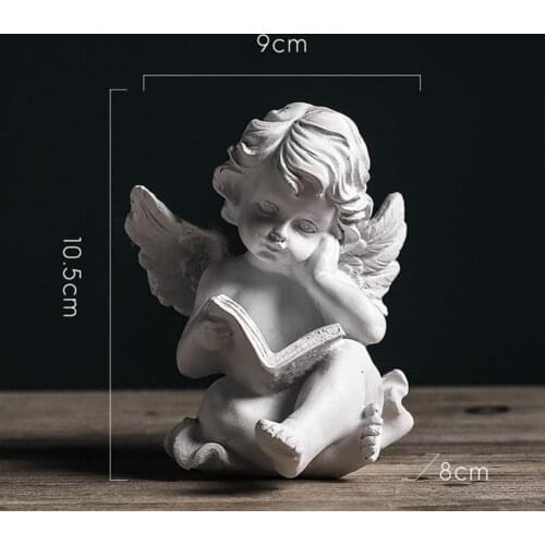 Vintage Angel Plaster Miniature Figurines Ornaments Office Study Desktop Decor Resin Figurines Crafts American Rustic Home Decor