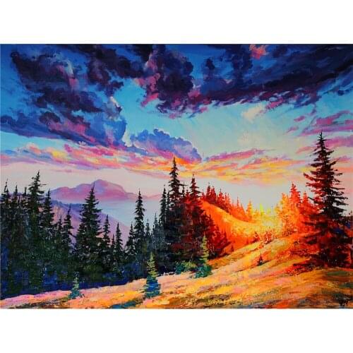Landscape Sunset Pre-Printed 11CT Cross-Stitch Patterns Embroidery DMC Threads Needlework Hobby Handicraft Wholesale