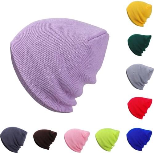 Womens Winter Cap Unisex Hip Hop Hat Solid Warm Knitted Hat Female Casual Skullies Beanies Men Woolen Hat
