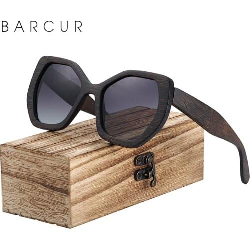 BARCUR Retro Women Butterfly Sun glass Polarized Sunglasses Bamboo Handmade Wood Eyewear Beach Wooden Glasses Oculos de sol