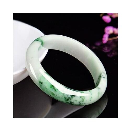 Zheru Jewelry Natural Burmese Jadeite Light Blue Flower 54-62mm Bracelet Jewelry Jade Jewelry Best Gift