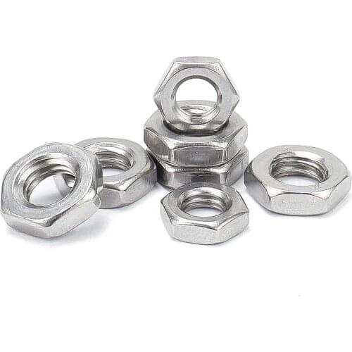 1/5/10PCS A4 Stainless Steel Thin Nut M4 M5 M6 M8 M10 - M20 Flat Hex Hexagon Nuts Fastener