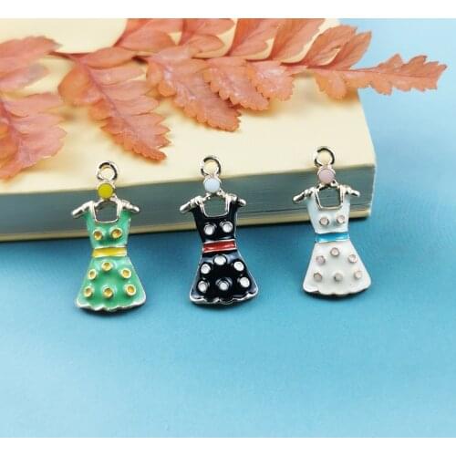 10pcs 25*11mm Clothes Skirt Dress Metal Charms Pendant for Earring Rhinestone DIY Jewelry Accessories Jewelry Making