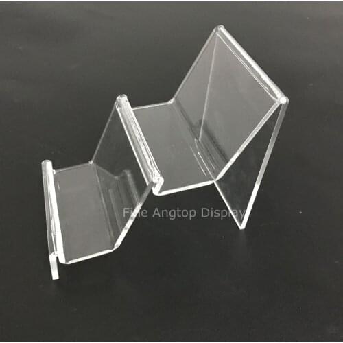 2 Step Acrylic Wallet Riser Clear Display Shelf Plexiglass Purse Stand Holder